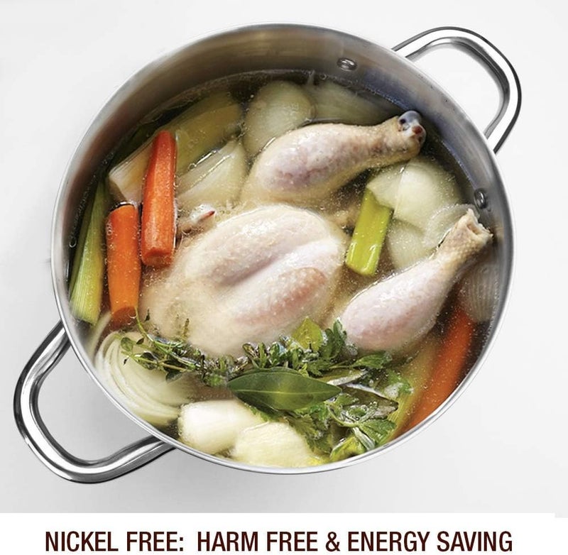 HOMICHEF 10 Quart Stock Pot With Glass Lid - Nickel Free Stainless Steel 10 Qt Pots With Handle - Mirror Polished StockPot 10 Quart - Induction Cooking Pots With Lid - Healthy Soup Pot - Image 3